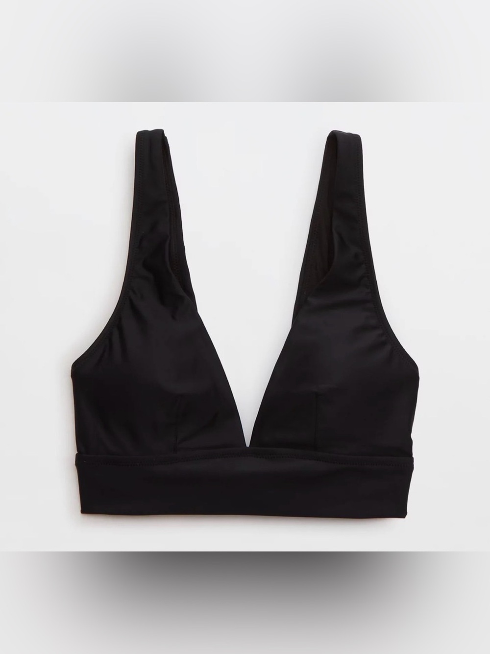 NWT Aerie Plunge Longline Padded Triangle Bikini Top in Black - Size S